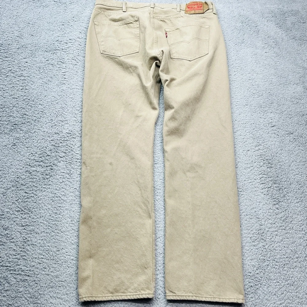 Levi's 501 Button Fly Jeans Mens 38x31 Beige Straight‎ Leg Classic Normcore